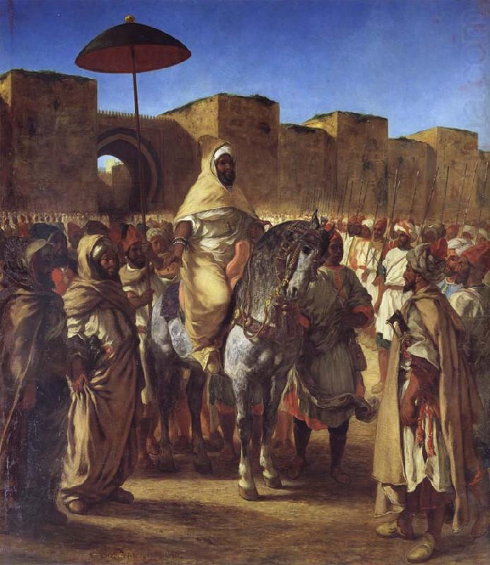 Mulay Abd al-Rahman,Sultan of Morocco,Leaving his palace in Meknes,Surrounded by his Guard and his Chief Officers, Eugene Delacroix